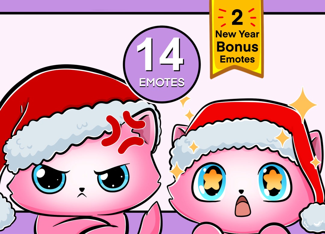 14 Christmas Pink Cat Emotes Twitch Cats Emotes Kawaii Emotes Twitch