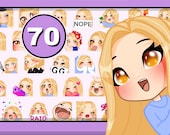 Blonde girl emote kick emotes 70pcs pack ( OLGA : blond hair | honey eyes | pale skin )