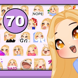 Blonde girl emote kick emotes 70pcs pack ( OLGA : blond hair | honey eyes | pale skin )