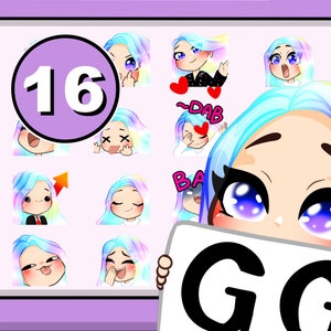 Mermaid hair emotes Siren theme 16pcs ( Mermaid hair | opal eyes | pale skin ) emote pack for streaming