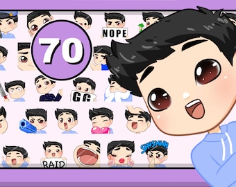 Emojis 70pcs Chibi Boy pack ( JACOB: black hair | brown eyes | pale skin )