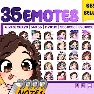 Curly hair P2U emotes Chibi girl ( brown wavy hair, vanilla skin, brown eyes ) pack #100