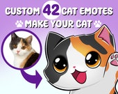 42 CUSTOM CAT Twitch Chibi Emotes - NEW Pet Emotes | emot twitch emote custom cat pet emote custom art discord cute emoji, contact me first
