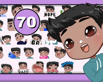 Discord emotes 70pcs Boy ( CLINT : black hair | brown eyes | carmel skin )