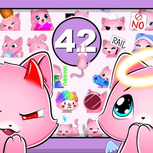 42 Emote gatto rosa Mega Pack Emote Twitch / Simpatico gattino chibi animale domestico peloso gattino dolce gatti rosa discordia twitch youtube grande fascio morbido persiano