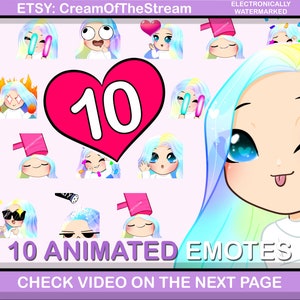 SMOOTH 10pcs Mermaid emote Siren hair Animated Emotes ( Mermaid hair | blue eyes | pale skin ) perfect for stream on Twitch or Discord chat