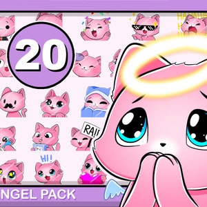 BUONO 20 pacchetto di emote GATTO ROSA / simpatico gattino chibi peloso animale domestico angelo dolce gattino gatti neri discordia contrazione emote angelo grande fascio morbido