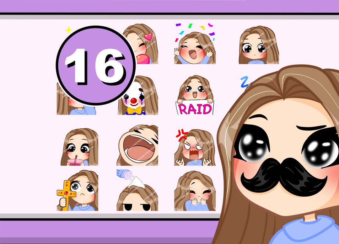 Game Emotes 16pcs ( Holly | Light Brown Hair | Black Eyes | Pale Skin ...