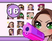 Twitch emote pack 16pcs ( girl MAGDA : brown hair | emerald eyes | latte skin )