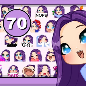 Girl emotes 70pcs (female Violet : purple hair | blue eyes | pale skin )
