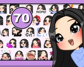 Twitch and Discord emotes 70pcs ( Edna | Black hair | Black eyes | Pale skin ) Twitch pack | p2u emotes | Emotes commission | Cry emote