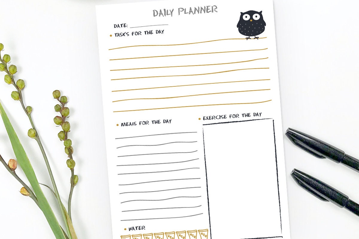 printable daily planner page a5 size 58 x 83 inches or to etsy