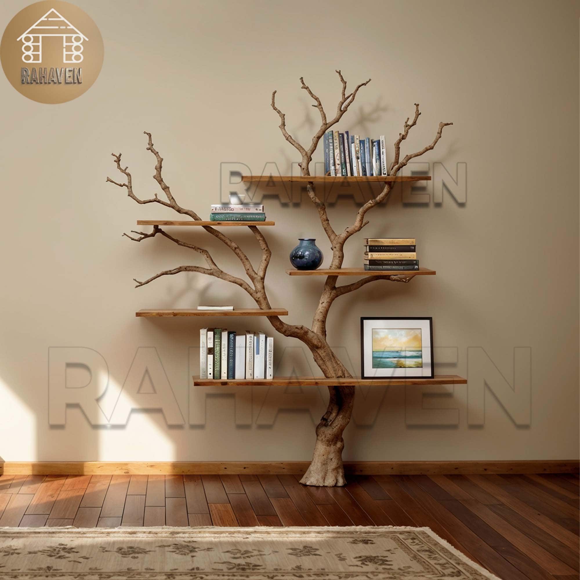 Tree Branch Shelf Floating Book Shelf Decor Solid Wood Bookcase Art on ...