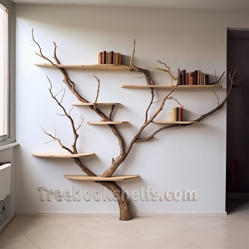 Tree Branch Shelves Live Edge Floating Book Shelf Wall Mount ...