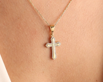 Collier croix, pendentif croix, collier croix zircon cubique, beau collier croix, collier religieux, cadeaux chrétiens, cadeau de Noël
