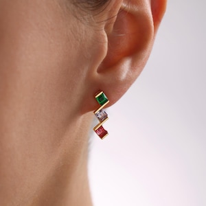 Benutzerdefinierte Birthstone Ohrringe - Personalisierter Familienschmuck, mehrere Birthstone Ohrstecker, perfekte Geschenke für Mutter, Weihnachts- und Geburtstagsgeschenk