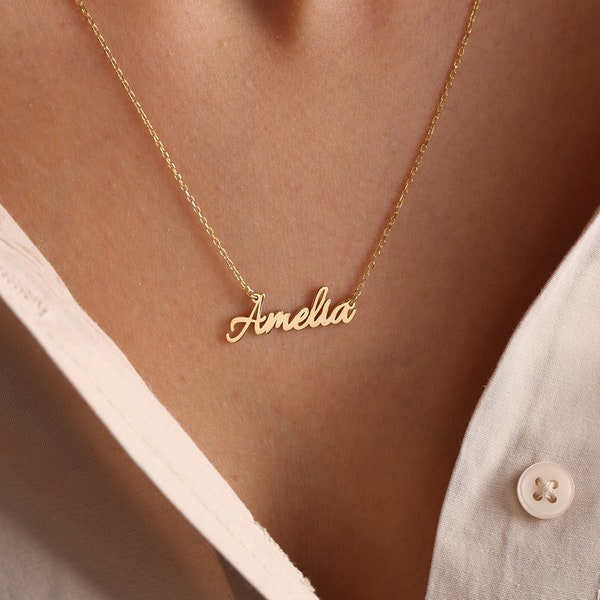 Personalized Sterling Silver Name Necklace, Custom Cursive Name Necklace, Gold Name Necklace, Necklace for Women, Name Jewelry,Birthday Gift