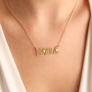 Custom Name Necklace, Hollow Font Name Necklace, Baby Name Necklace, Personalized Necklace, Anniversary Gift, Mothers Day Gift, Gift For Her