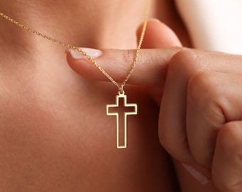 Cadeau kruisketting, gouden hanger kruisketting, ketting voor vrouwen, cadeau voor haar, goud gevulde kruisketting, gouden kruisketting, cadeau