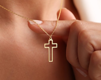 Gift Cross Necklace, Gold Pendant Cross Necklace, Necklace for Women, Gift for Her, Gold Filled Cross Necklace, Gold Cross Necklace, Gift