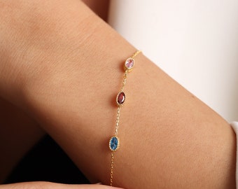 Custom Birthstone Bracelet, Multiple Birthstone Bracelet, Birthstone Jewelry, Christmas Gift, Family Gifts, Christmas Gift, Gift for Her