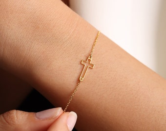 Kreuz Armband, Kreuz Schmuck, religiöse Armband, kleines Kreuz Armband, zierliche Kreuz Schmuck, Weihnachtsgeschenke für Frauen, religiöse Geschenk