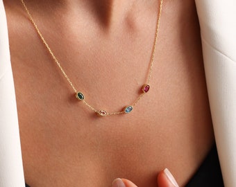 Family Birthstone Necklace, Gemstone Necklace, Birthstone Necklace, Birthday Gift Necklace, Birthstone Jewelry, Christmas Gift, Gift for her