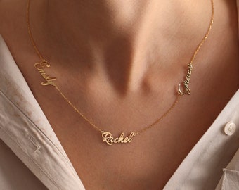 Multiple Name Necklace, Family Necklace, Personalized Necklace, Dainty Triple Name Necklace, Custom Three Names Family Necklace,New Mom Gift