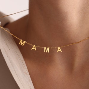 Mama Necklace, Custom Letter Necklace, Initial Necklace, Mother Necklace, Personalized Jewelry,Mother&#39;s Day mama Gift,Spaced Letter Necklace