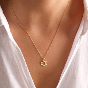 14K Solid Gold Star Of David Necklace, Silver Magen David, Tiny Silver Star Of David Necklace, Jewish Star Necklace, Star Of David Charm image 7