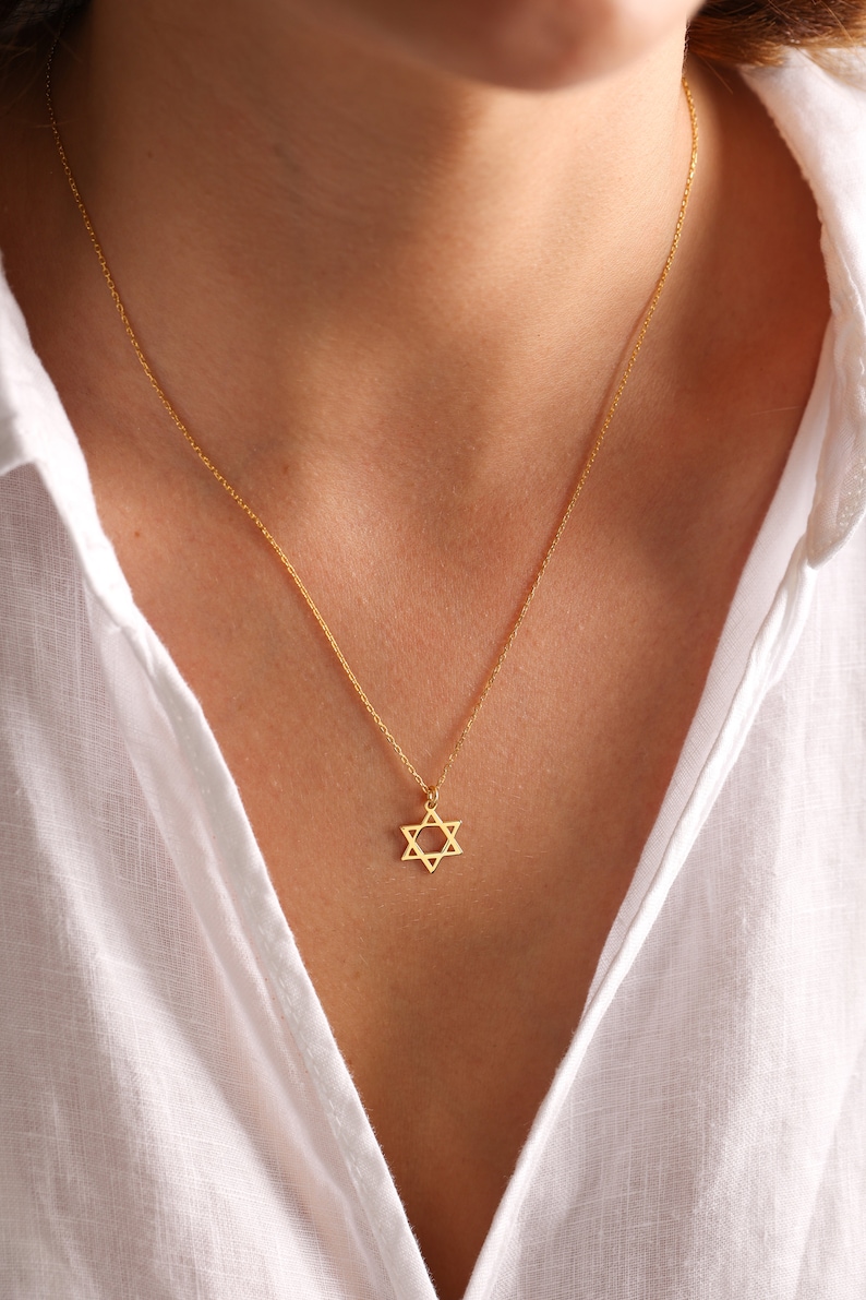 14K Solid Gold Star Of David Necklace, Silver Magen David, Tiny Silver Star Of David Necklace, Jewish Star Necklace, Star Of David Charm image 7