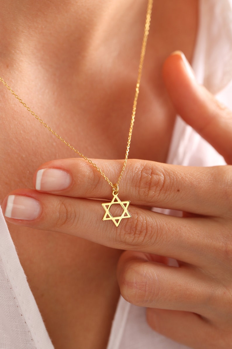 14K Solid Gold Star Of David Necklace, Silver Magen David, Tiny Silver Star Of David Necklace, Jewish Star Necklace, Star Of David Charm image 3