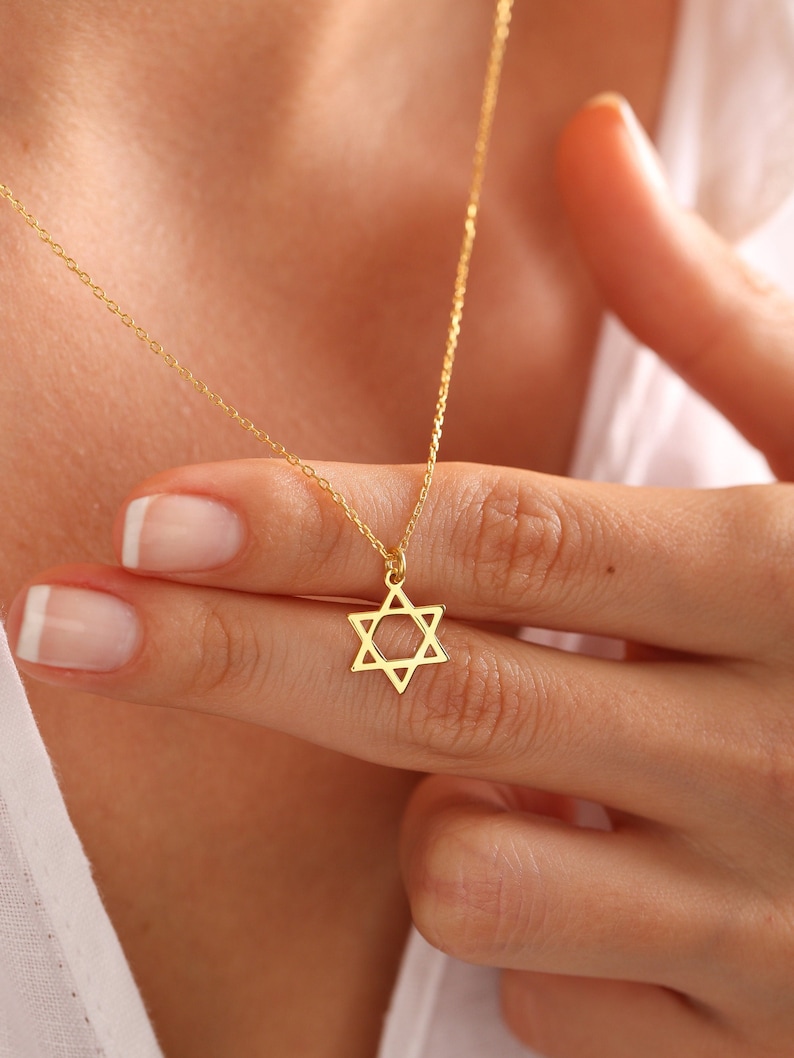 14K Solid Gold Star Of David Necklace, Silver Magen David, Tiny Silver Star Of David Necklace, Jewish Star Necklace, Star Of David Charm image 1