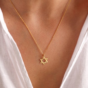 14K Solid Gold Star Of David Necklace, Silver Magen David, Tiny Silver Star Of David Necklace, Jewish Star Necklace, Star Of David Charm image 8