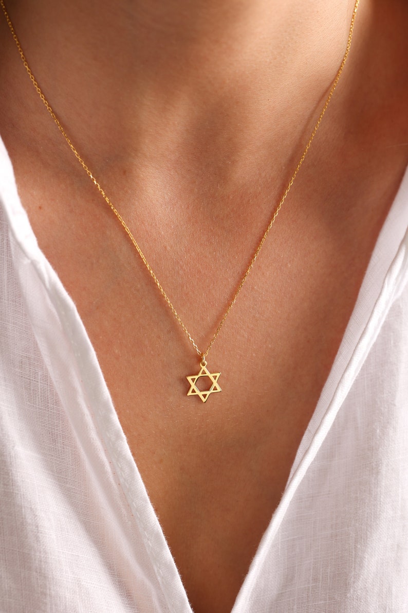 14K Solid Gold Star Of David Necklace, Silver Magen David, Tiny Silver Star Of David Necklace, Jewish Star Necklace, Star Of David Charm image 8