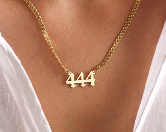 Angel Number Necklace, Number Necklace, 1111 Angel Number, 777 Angel Number, Lucky number Year Date Necklace, Gift For Her, Gift For Him,444