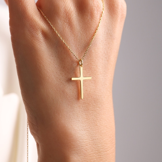 Silver Cross Necklace, Dainty Silver Cross Necklace, Tiny