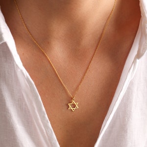 14K Solid Gold Star Of David Necklace, Silver Magen David, Tiny Silver Star Of David Necklace, Jewish Star Necklace, Star Of David Charm image 2