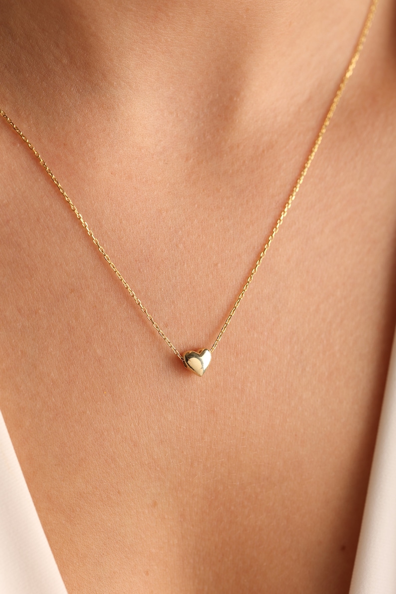 Tiny Heart Necklace, Dainty Heart Pendant, Minimalist Necklace, Gift Heart Necklace, Mother's Day Gift, Valentine's Day Gift, Gift For Her image 2