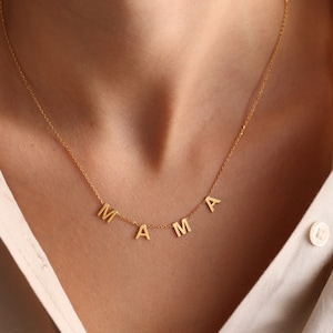 Custom Letter Necklace, Initial Necklace, Personalized Name Necklace, Spaced Letter Necklace, Personalized Name Jewelry, Gift for Her, Vote imagem 5