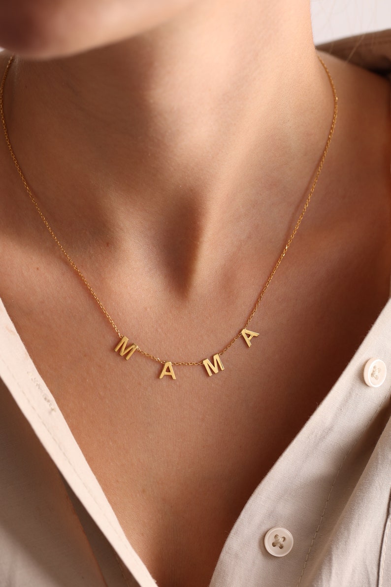Custom Letter Necklace, Initial Necklace, Personalized Name Necklace, Spaced Letter Necklace, Personalized Name Jewelry, Gift for Her, Vote imagem 5
