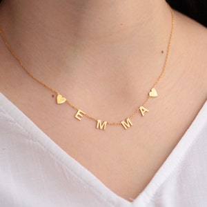Collar de nombre personalizado, collar inicial, collar de letras, nombre personalizado, regalo de esposa, regalos para mamá, regalo de cumpleaños, regalo de dama de honor, collar
