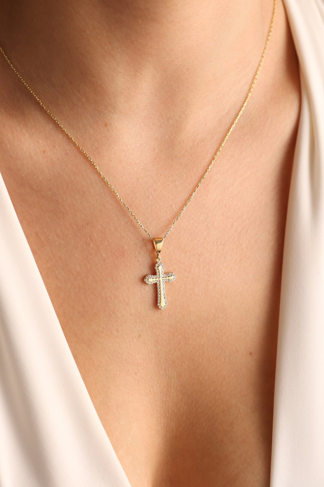 Cross Necklace, Cross Pendant, Cubic Zirconia Cross Necklace, Beautiful