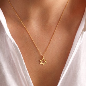 14K Solid Gold Star Of David Necklace, Silver Magen David, Tiny Silver Star Of David Necklace, Jewish Star Necklace, Star Of David Charm image 5