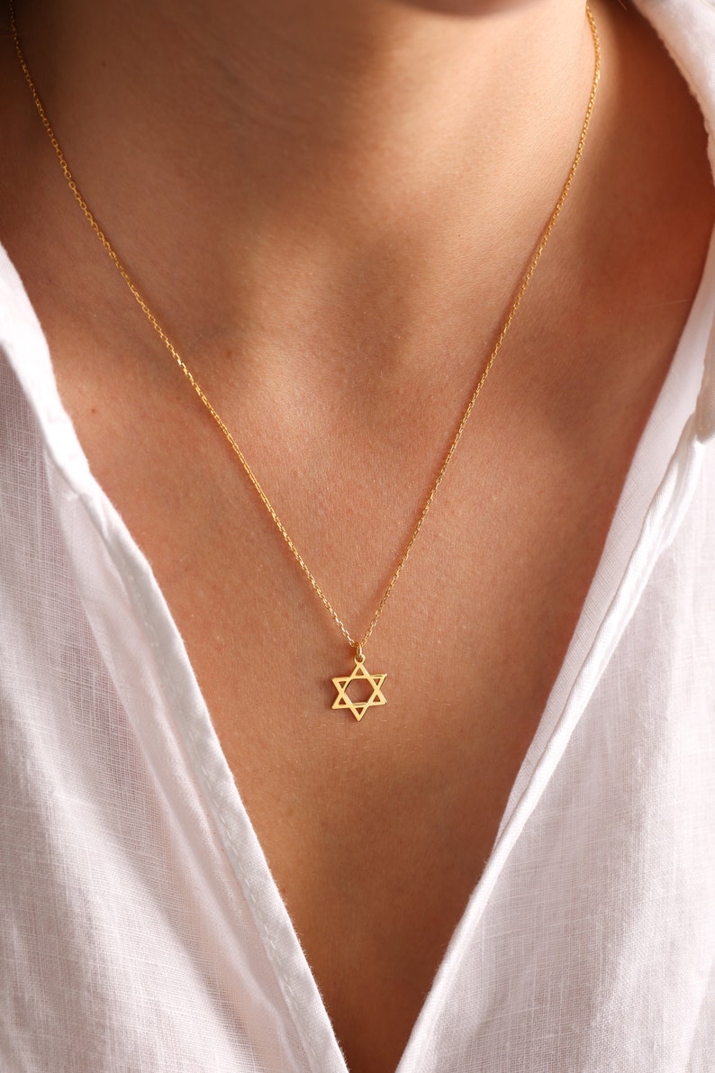 14K Solid Gold Star Of David Necklace, Silver Magen David, Tiny Silver Star Of David Necklace, Jewish Star Necklace, Star Of David Charm image 5