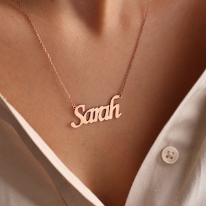 Personalized Name Necklace, Dainty Name Necklace, Gold Name Necklace, Custom Name Plate Necklace,Personalized Bridesmaids Gifts,Gift for her