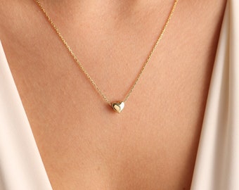 Tiny Heart Necklace, Dainty Heart Pendant, Minimalist Necklace, Gift Heart Necklace, Mother&#39;s Day Gift, Valentine&#39;s Day Gift, Gift For Her