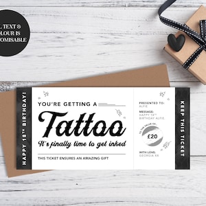 Personalised Tattoo Scratch Card | Custom Birthday, Fathers Day Card, Surprise Scratch Off, Reveal Scratch Card + Envelope Included