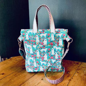 Fait main, Sac bandoulière, Imprimé chien floral, Sac à bandoulière pour faire les courses, Cabas tenu dans la main, Capacité moyenne, Chiens des Pyrénées