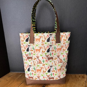 Fait main, Cartable, Imprimé chien, Sac pour faire les courses, Cabas pour le travail, Cabas à main, Capacité moyenne, Amoureux des chihuahuas